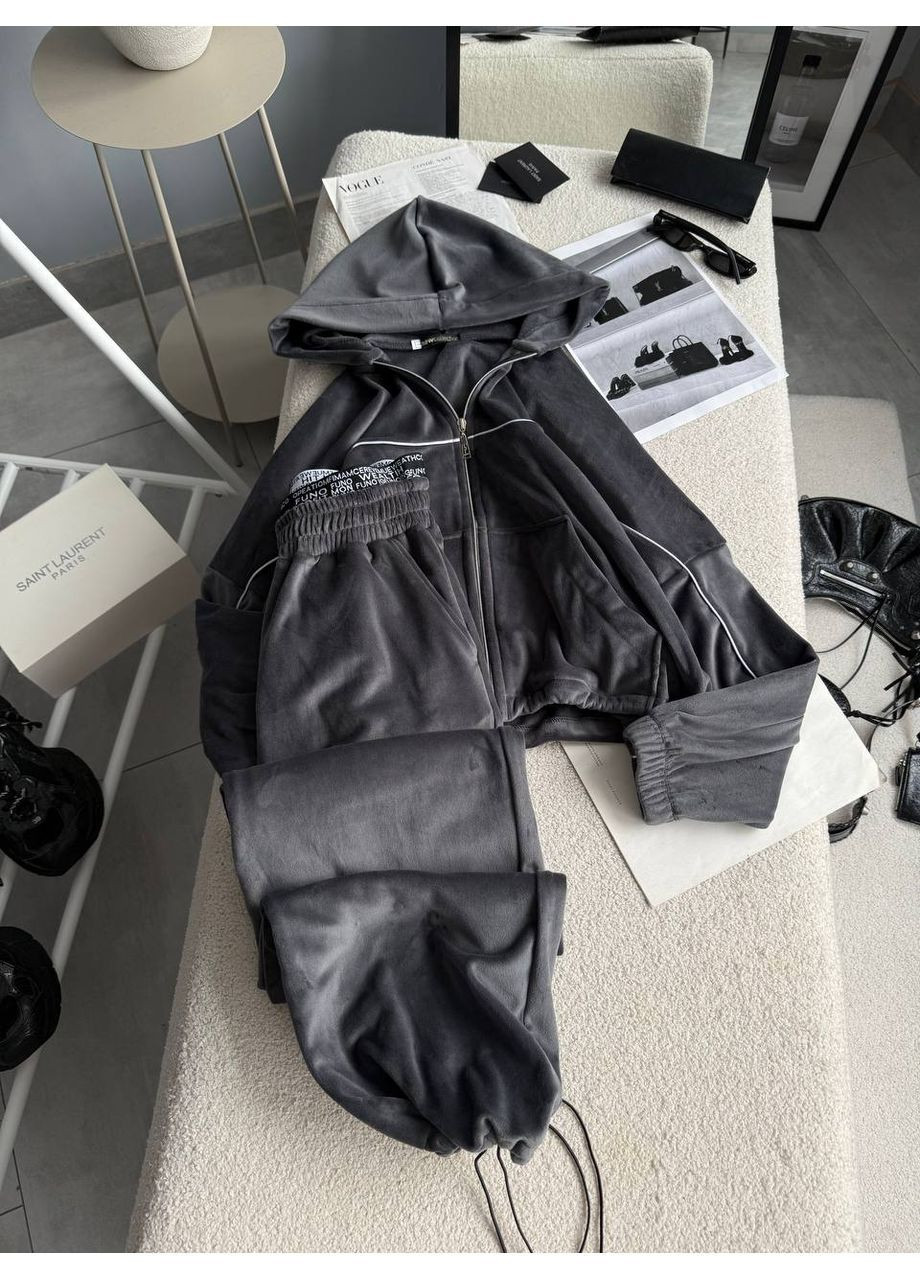 Женский спортивный костюм из велюра на меху: кофта с капюшоном + брюки. MonCher (367267851)