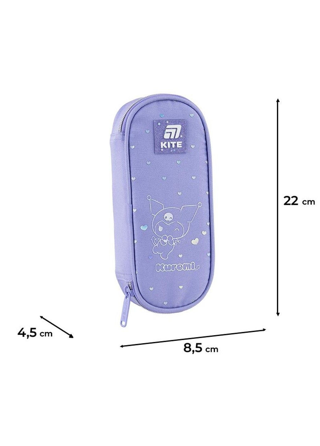 Пенал 1відділення,клапан з кишенею на блискавці,резинки для фіксації канцелярії Kuromi HK25-599 Kite (325410422)