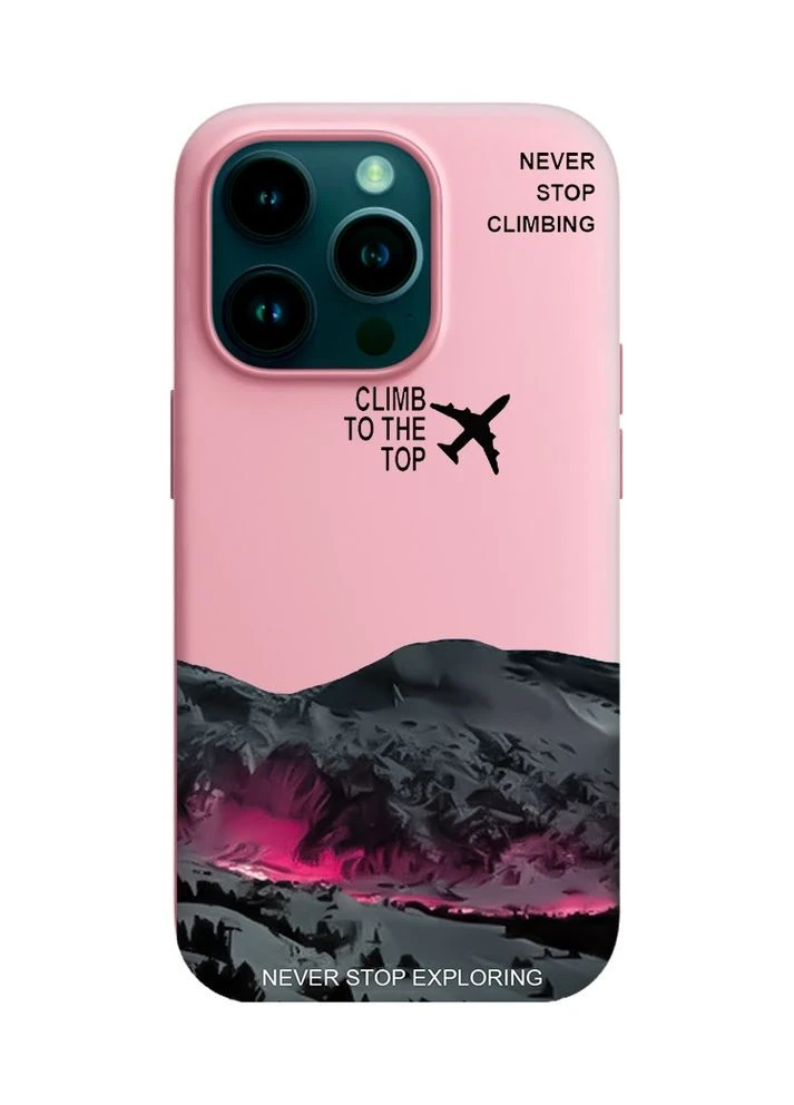 Матовий рожевий чохол на Apple iPhone 14 Pro Піднімись на вершину (принт 419) Creative (370169910)