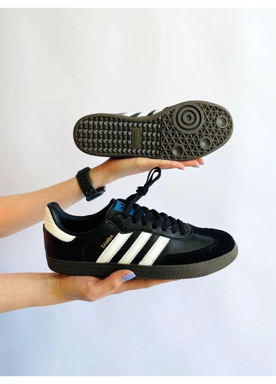 Белые летние кроссовки adidas samba black white адидас самба No Brand