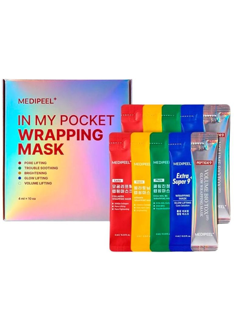Набір мініатюр масок-плівок для обличчя In My Pocket Wrapping Mask, 10х4 мл Medi-Peel (369632314)