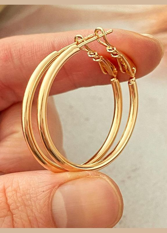 Позолоченные Серьги-Кольца д.3см, Позолота No Brand (345742085)