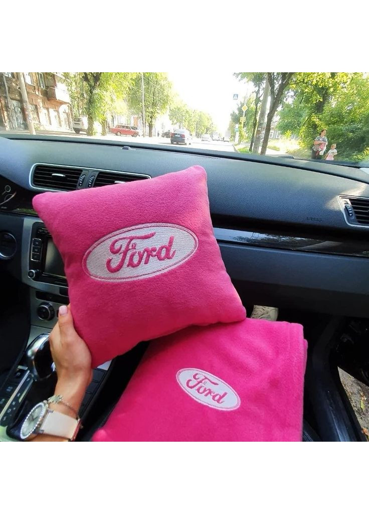 Автомобильный плед и подушка с вышивкой логотипа "FORD" No Brand (369717517)