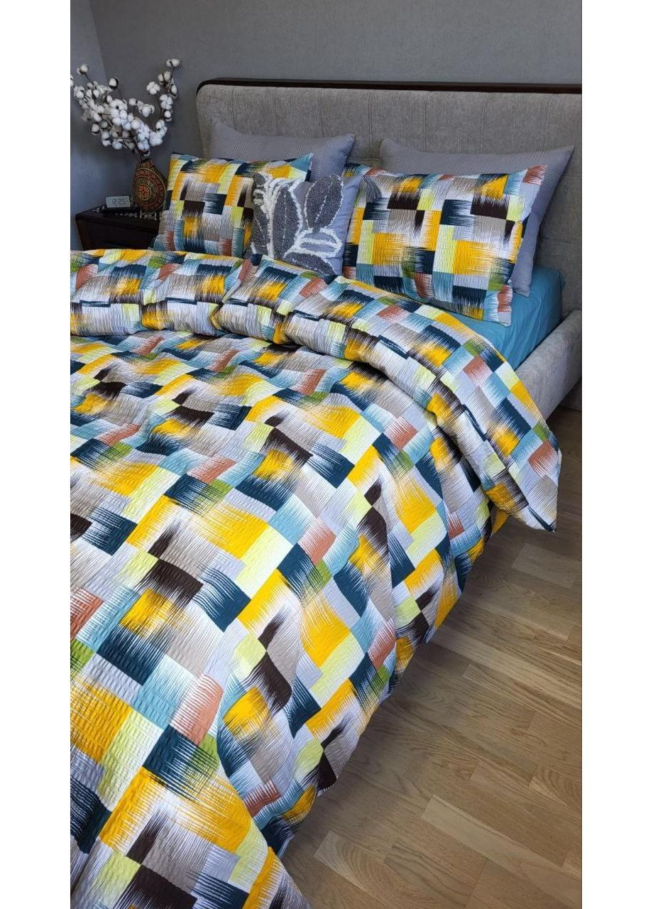 Постельное белье с резинкой Интрига DUO, ранфорс гофра (жатка) Полуторный размер, наволочки 70/70 No Brand (364213442)