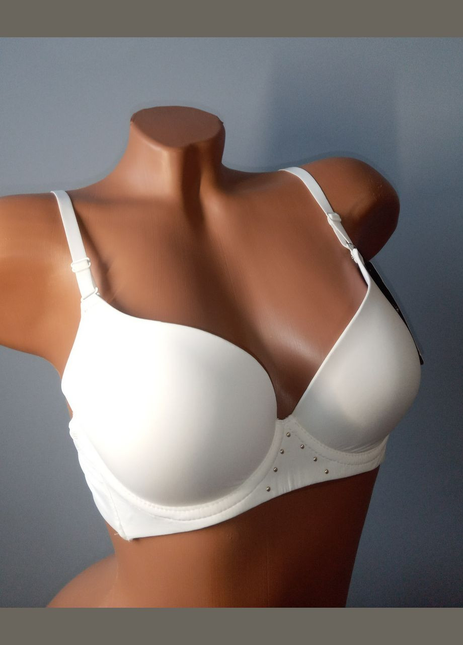 Білий бюстгальтер чашка b на тонкому поролоні чорний FNNISS з кісточками