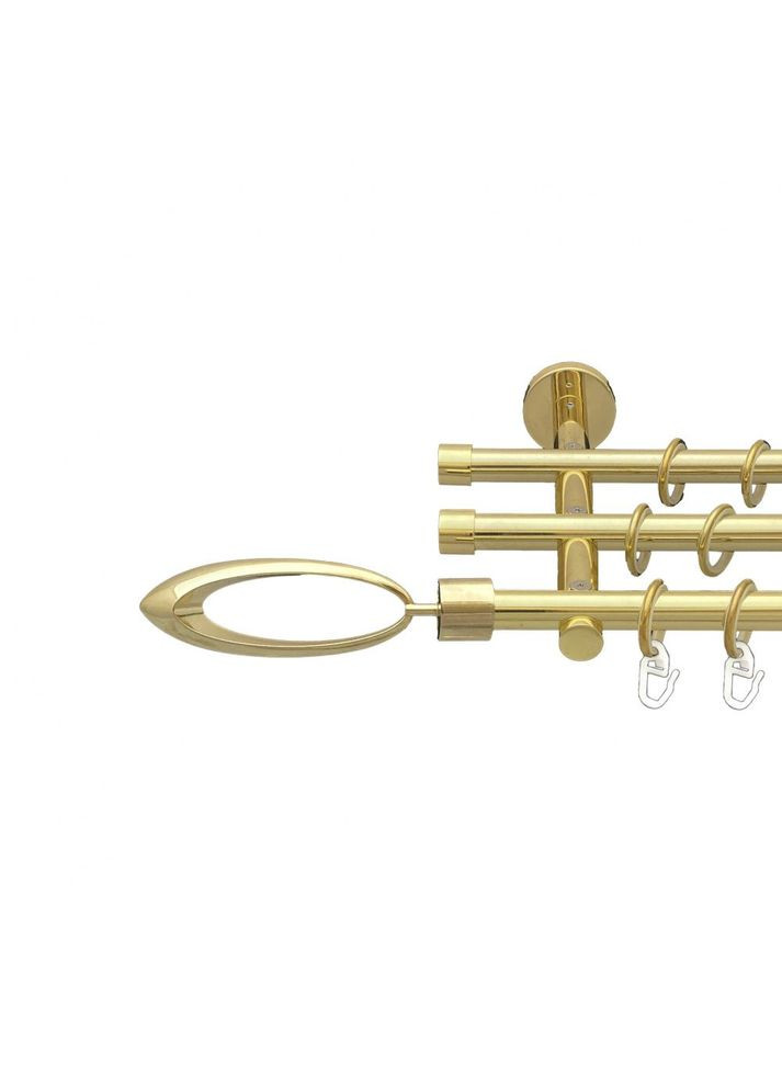 Карниз Венеция металлический трехрядный цилиндр (20 см) гладкая труба Золото 16\16\16 мм 300 см (00-00014646) ORVIT (300283638)