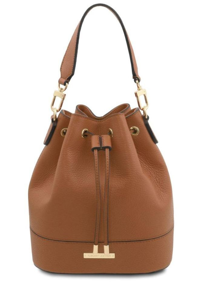 Сумка цебро через плече жіноча шкіряна з металевими ніжками маленька Tuscany Коричневий 35704 Tuscany Leather (337466356)