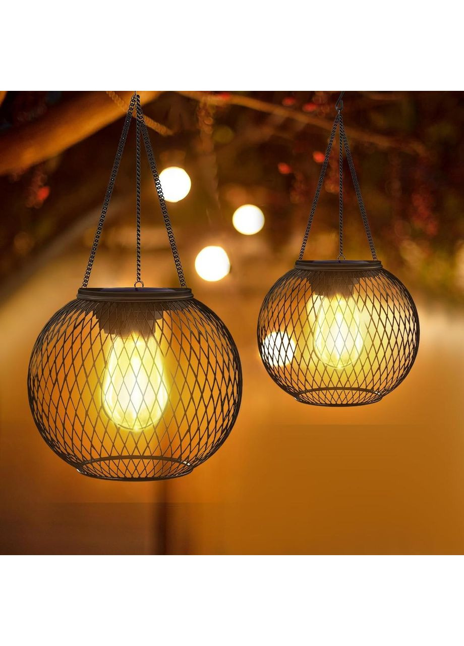 Металевий садовий ліхтар-куля підвісний Сфера на сонячній батареї, теплий білий Po Fanu (363192877)