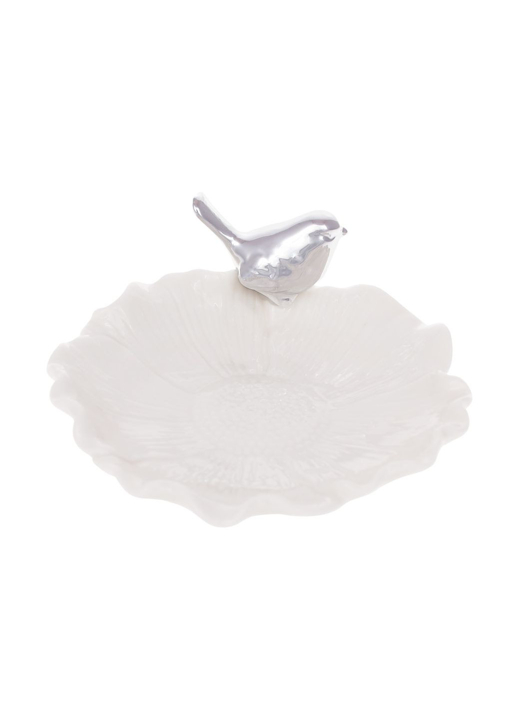 Декоративная подставка для украшений Цветок с серебряной птичкой, 12см No Brand (317285531)