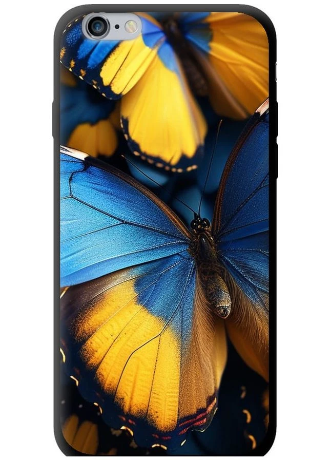 TPU черный чехол 'Желто-голубые бабочки' для Endorphone Apple iPhone 6s Plus (285701013)