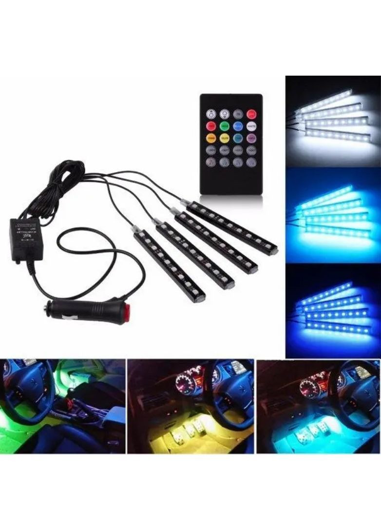 Автомобильная RGB LED подсветка салона HR-01678 4 светодиодные ленты пульт ДУ (2104618872) No Brand (370864370)