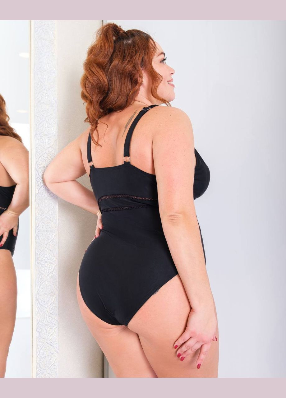 Чорний купальник суцільний,ботал,з сіткою по боках No Brand