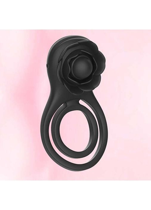 Смарт виброкольцо на пенис и мошонку Love Spouse "Роза" черный No Brand (366892153)