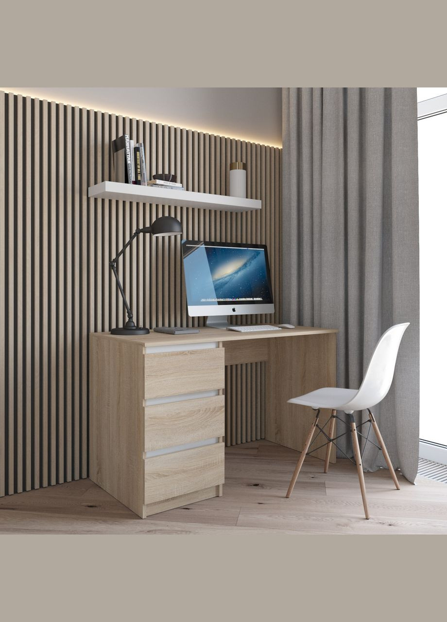 Комп'ютерний стіл, письмовий стіл з тумбою зліва на три висувних ящика c фасадами без ручок R-13 VAYS (372805563)