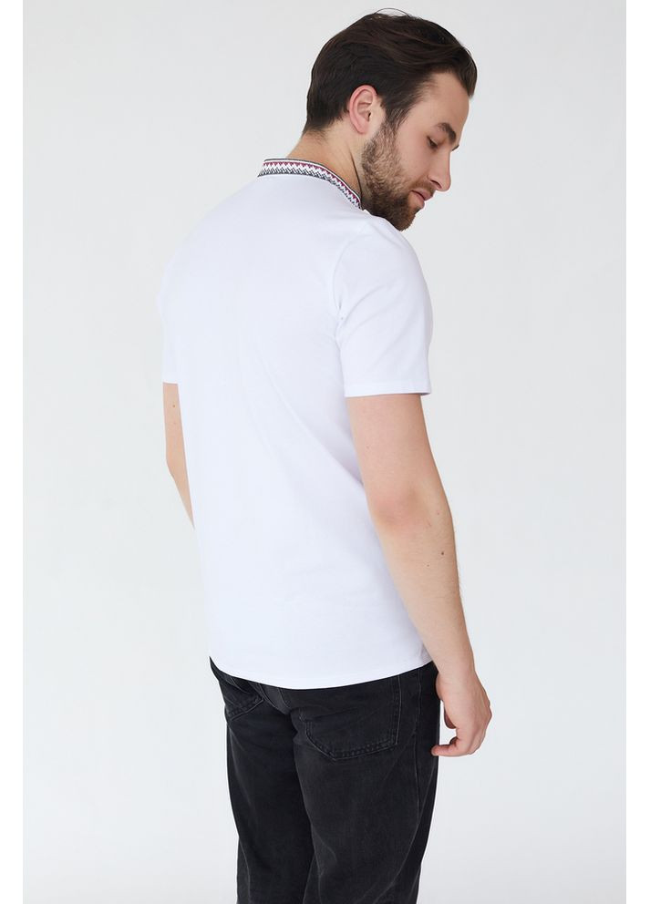 Біла чоловіча футболка-вишиванка з орнаментом (fm2830) Folk Moda (365859984)