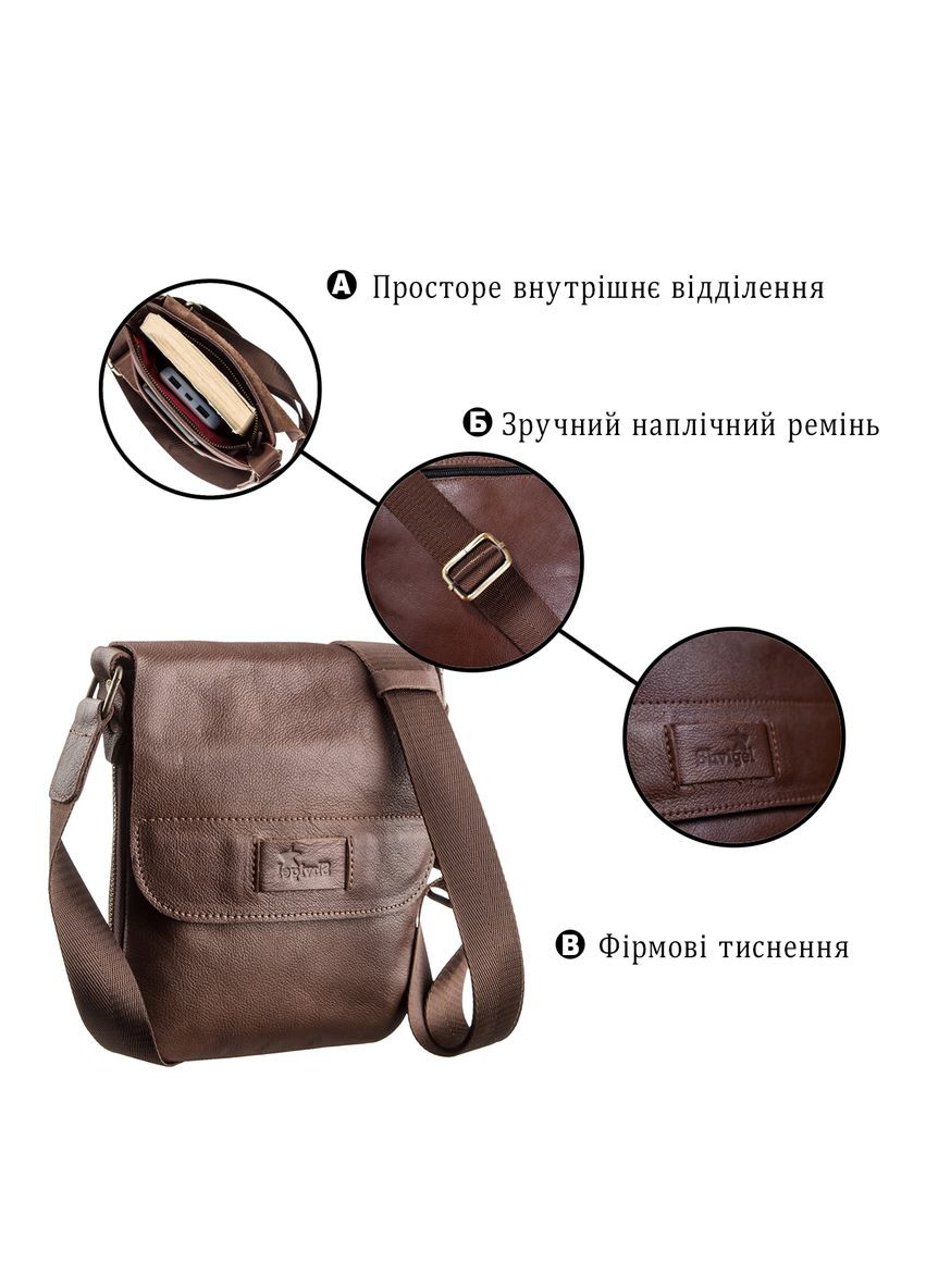 Чоловіча шкіряна сумка планшетка через плече з коричневими кишенями (sku_19114) No Brand (328922475)