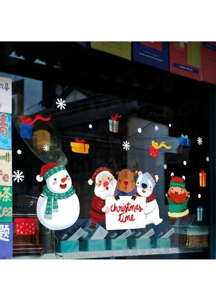 Набір новорічних наклейок на вікно New Year 8 13774 45х60 см 1 лист No Brand (335584634)