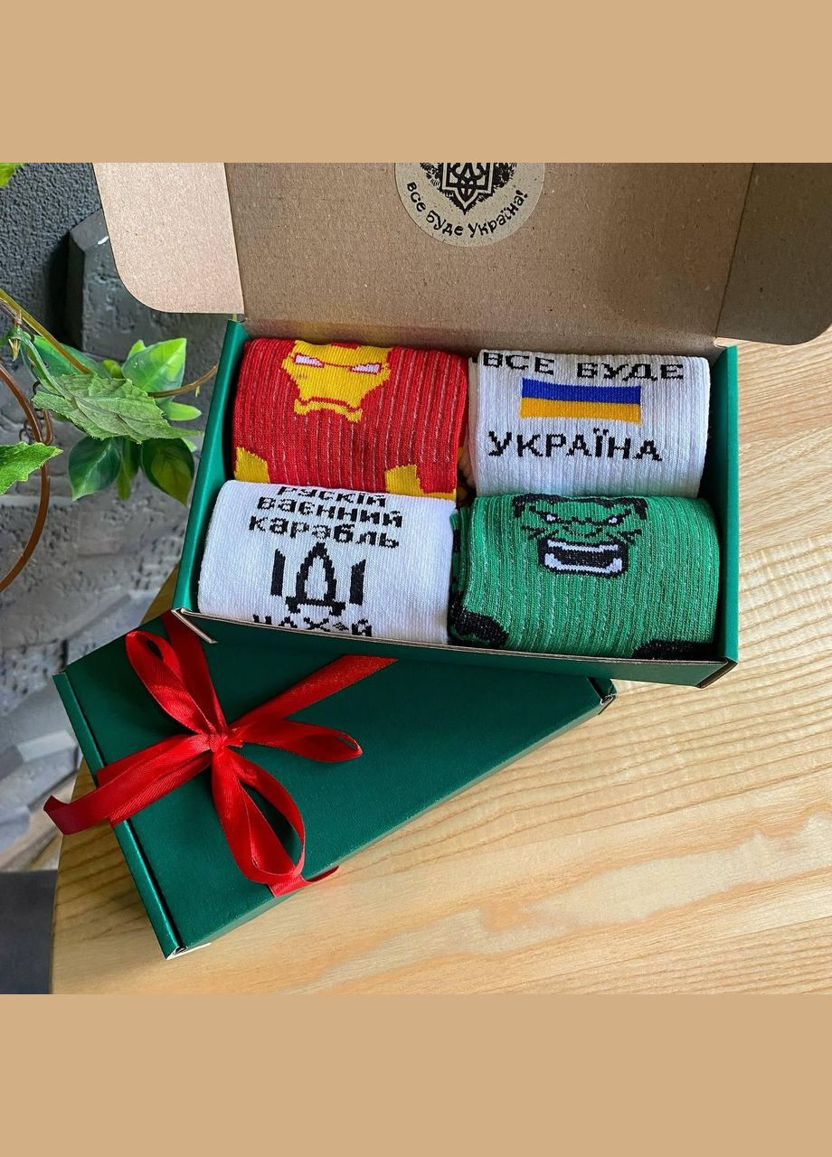 Комбіновані бокс чоловічих патріотичних шкарпеток 40-45 на 4 пари Vakko (306424165)