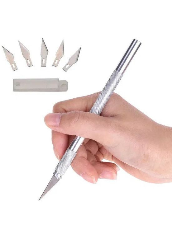 Нож макетный металлический 5 сменных лезвий №11 цанговый нож No Brand (371366909)