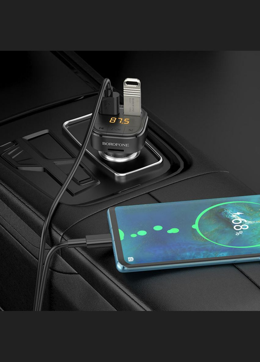 АЗП з FM-модулятором QC3.0 car BT FM transmitter 18W Black (BC43B) Borofone BC43 Flash (324416898)
