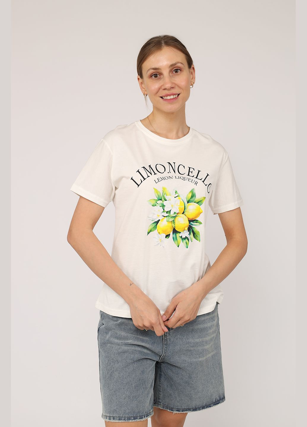 Футболка с коротким рукавом женская цвет молочный CB-00275256 Carla Mara - (330222968)