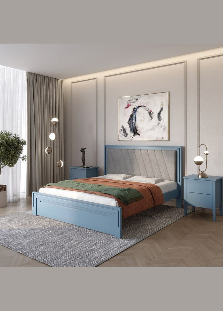 Односпальне дерев'яне ліжко Торонто Т6 (S7010R90B)/Аляска 93 (сірий) 80х190 см (MBG-9861) Mebigrand (366085458)