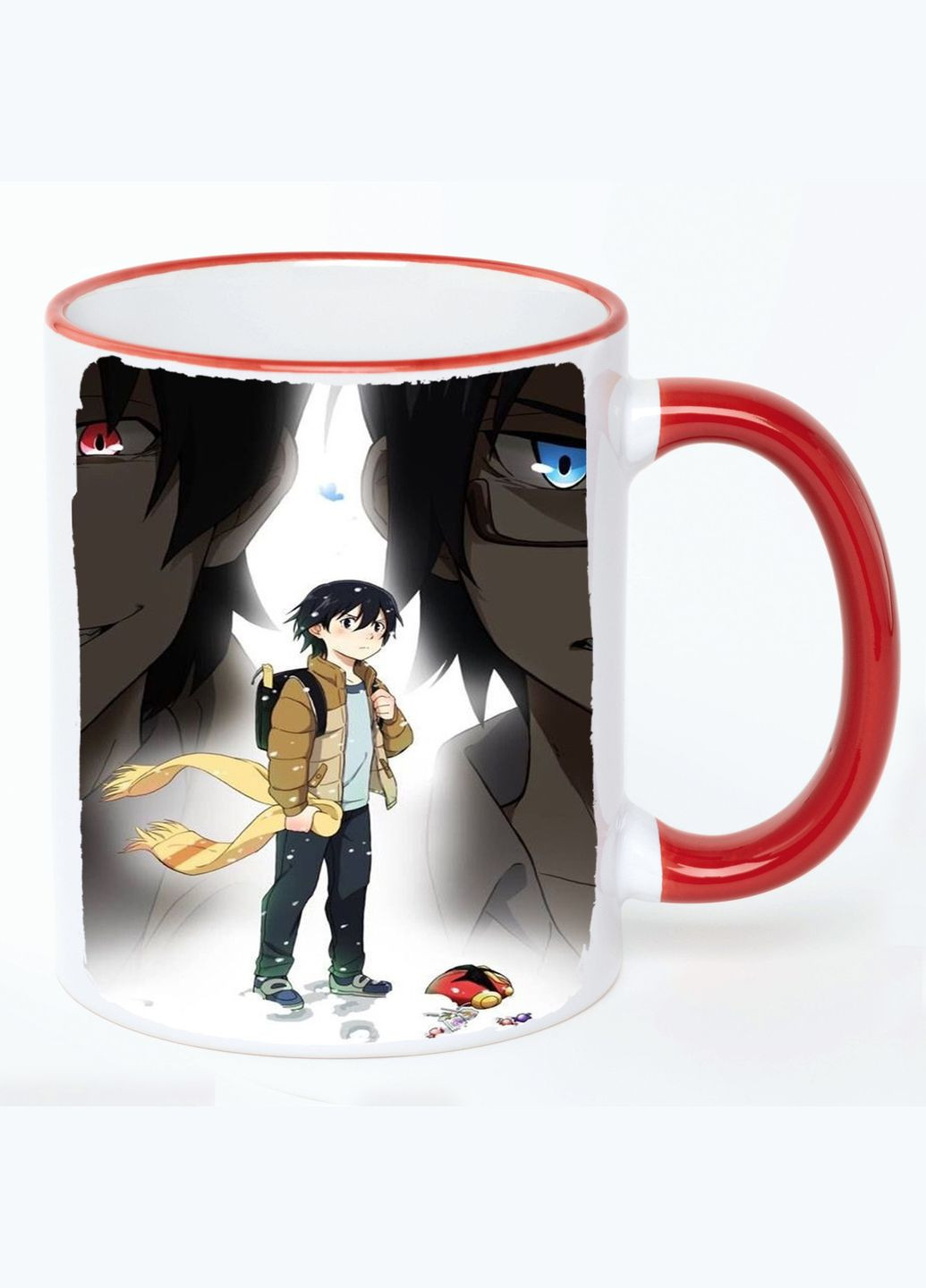 Чашка Город, где нет только меня Аниме #010 (кружка, кружка) Белая с Красной ручкой 330 мл No Brand (322715479)