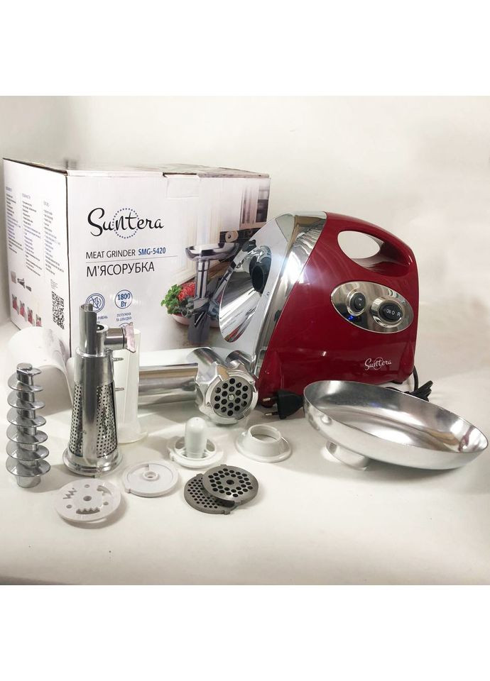 Мясорубки для колбасы SMG-5420R 1800 Вт, Мясорубки с металлическими шестернями AN-562 в редукторе Suntera (349512116)