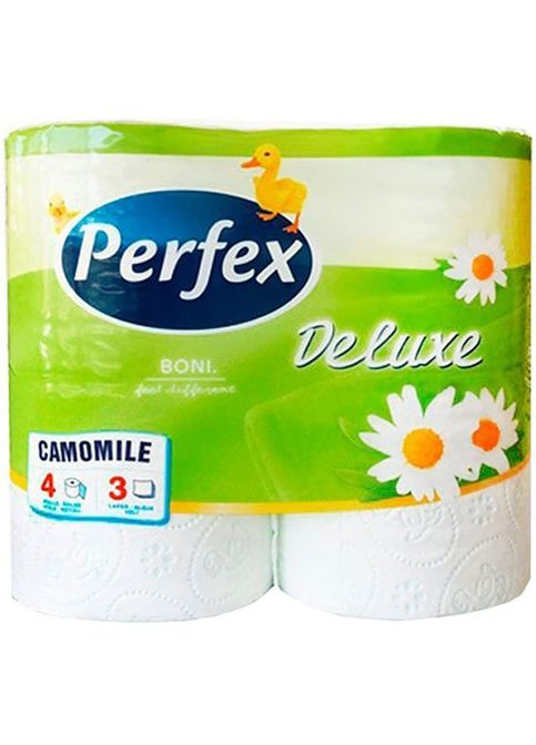 Туалетний папір Perfex Deluxe Ромашка 3 шари 4 рулони (268145628)