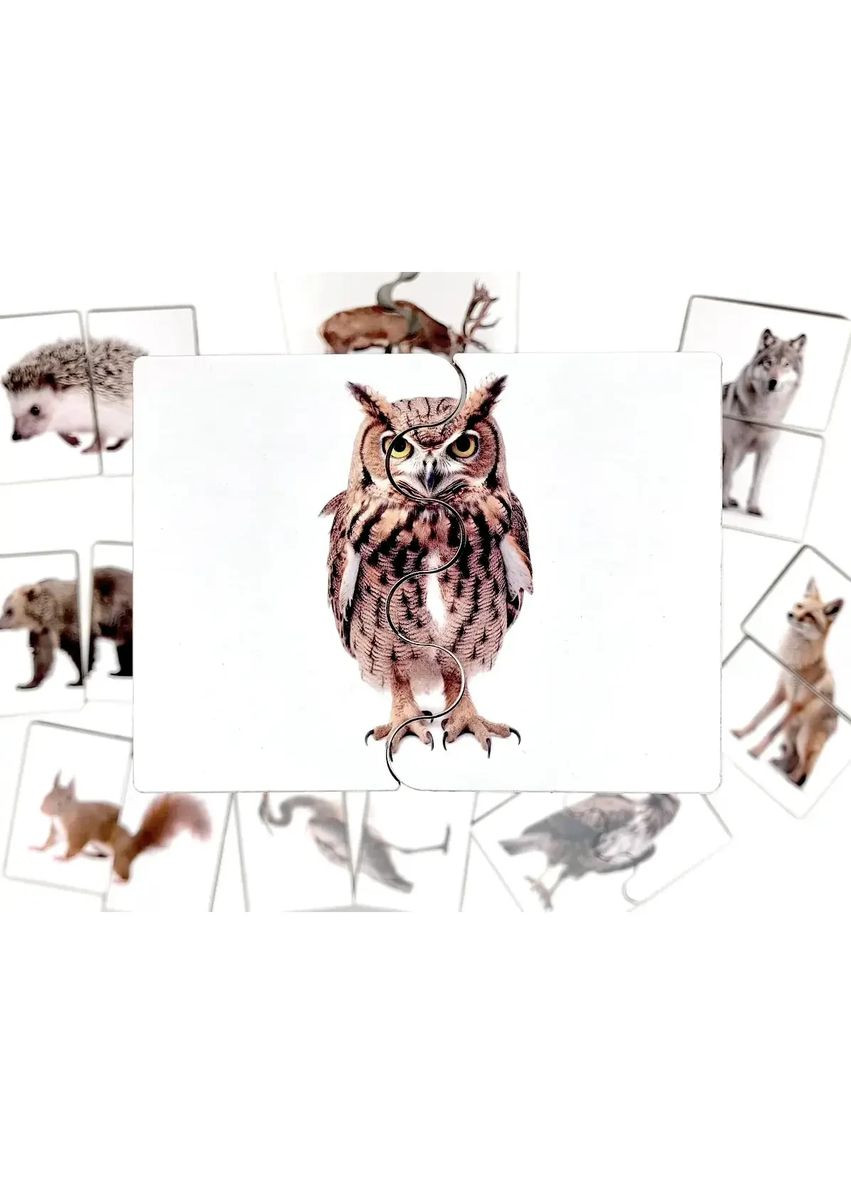 Гра дитяча Пазли "Тварини України" Дерев'яні, розвиваючі, для дітей 1-1,5 років No Brand № 23101UA (347163984)