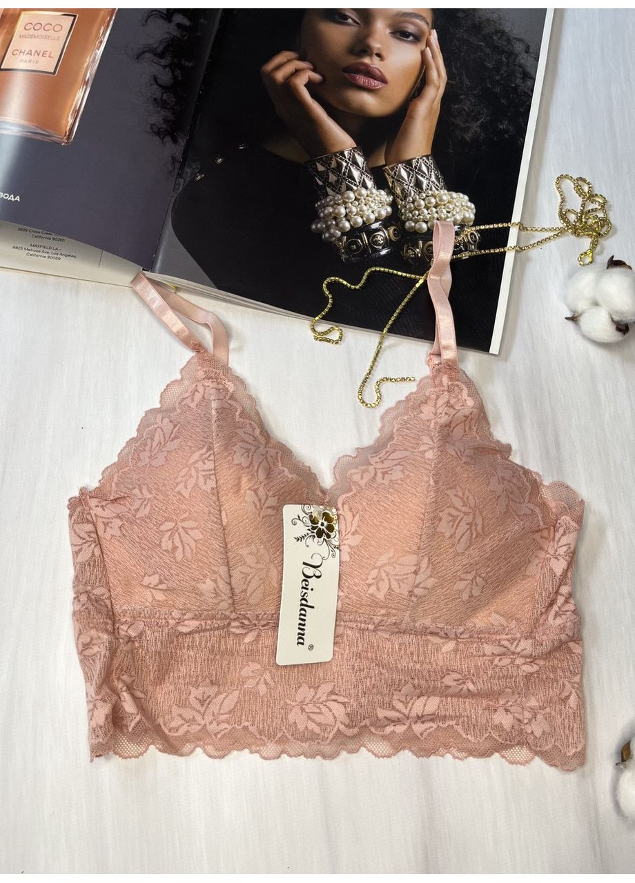 Пудровый топ топ кружевной с вырезом на спине Beisdanna без косточек