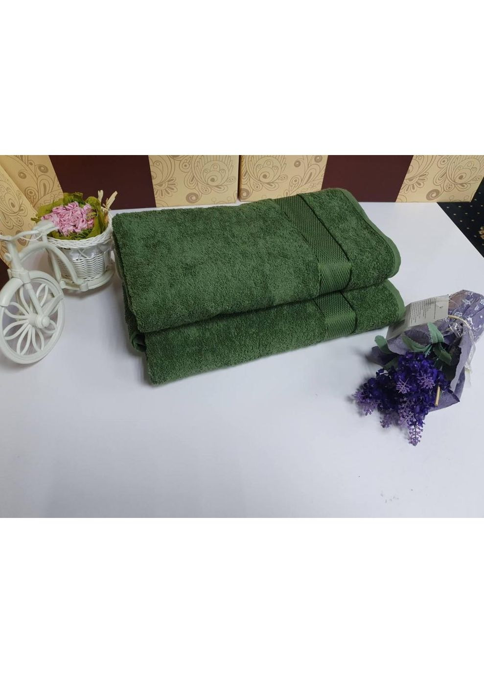 Набір 2 махрові рушники для ванної SPIRIT 70*140см + 50*90см, Зелений No Brand зелений