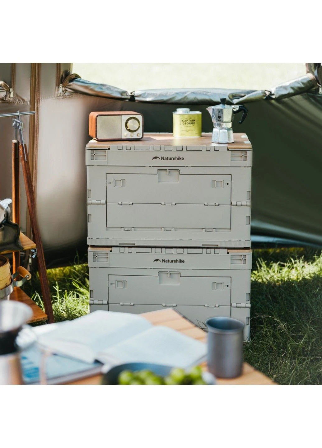 Складаний контейнер Naturehike CNK2450XB020 (23л) Бежево-сірий No Brand (332636884)