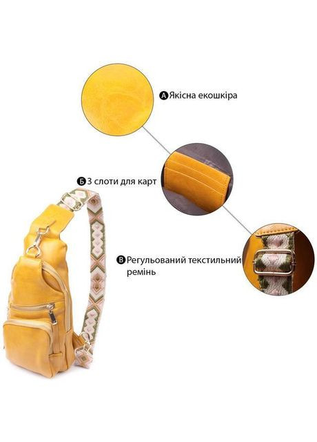 Сумка женская через плечо сумочка слинг в дорогу планшет спортивный для документов барсетка для телефона Желтый 34486 Vintage (332164440)