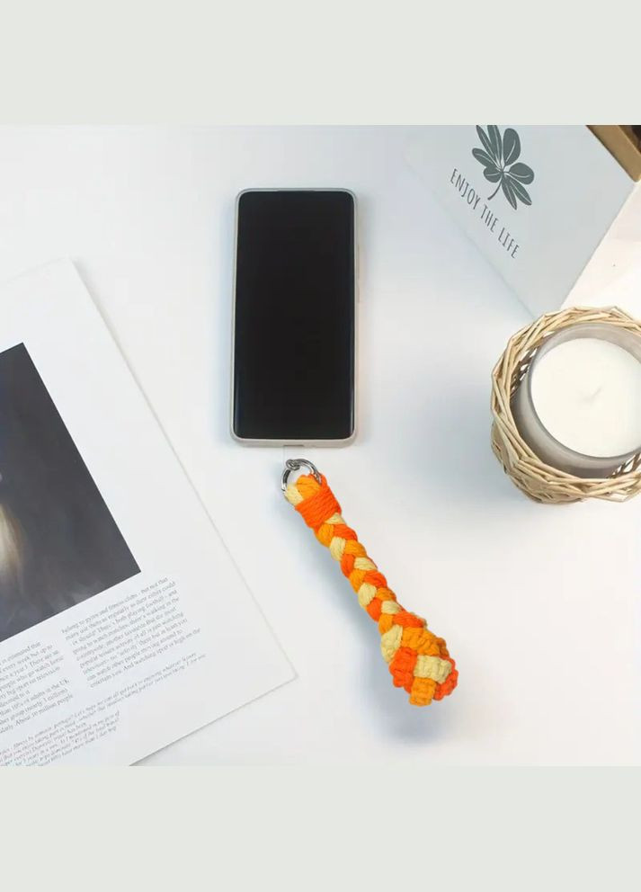 Набір макраме для рукоділля і плетіння брелока для ключів і аксесуарів 17.3х3.5 см триколірний помаранчевий No Brand (344573457)