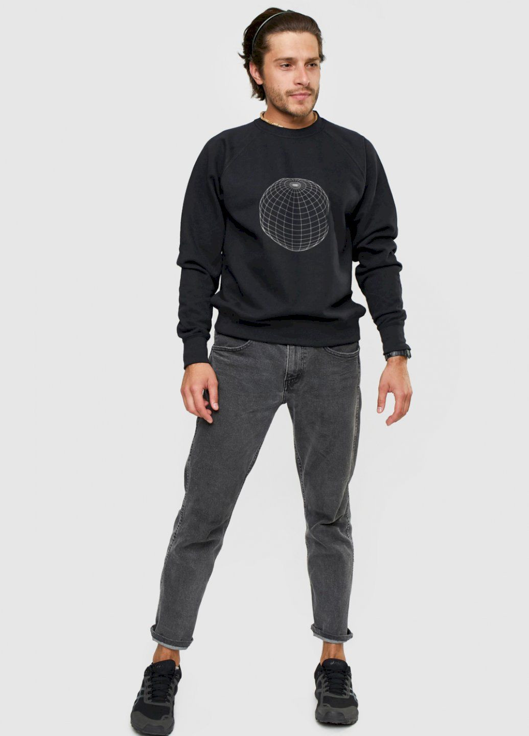 Чорний світшот чоловічий чорний "planet" YAPPI малюнок (303773051)