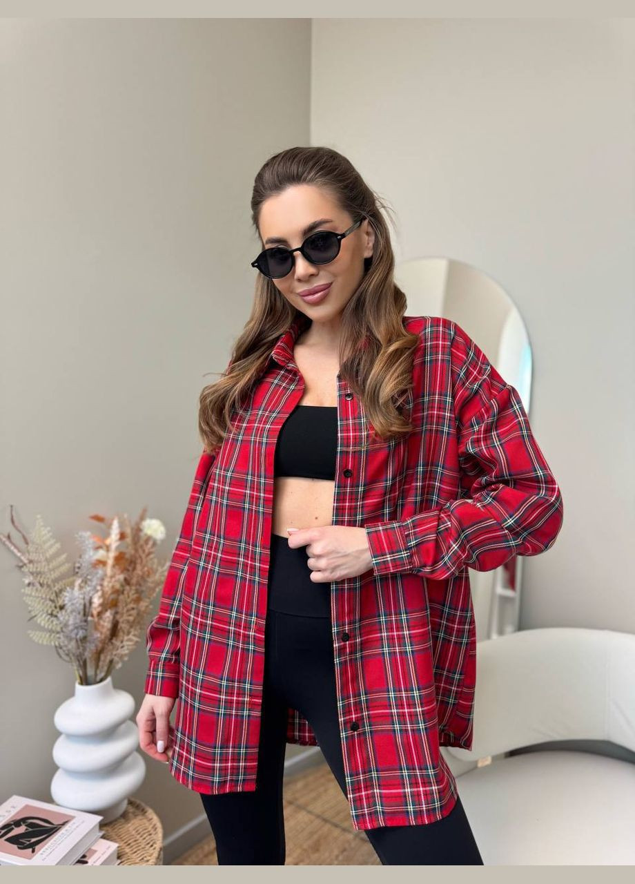 Жіноча сорочка вільного крою в клітинку MonCher (329409134)