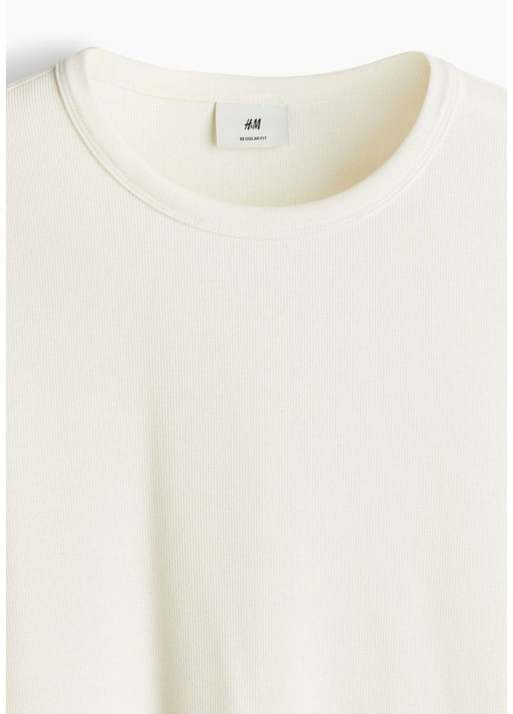 Молочный демисезонный мужской трикотажный лонгслив regular fit (57633) m молочный H&M