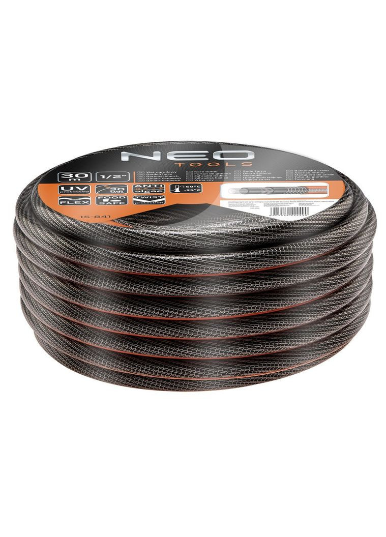 Шланг садовий 15-840 Professional 1/2" x 30 м, 6-шаровий, Food Safe, з захистом від скручування Neo Tools (354198614)