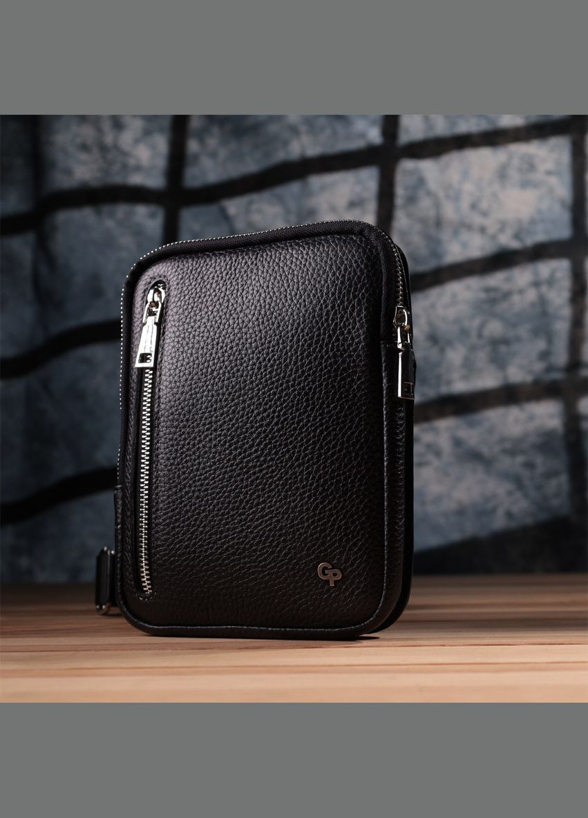 Прямокутна сумка бананка з якісної натуральної шкіри 22877 Чорний Grande Pelle (316087194)