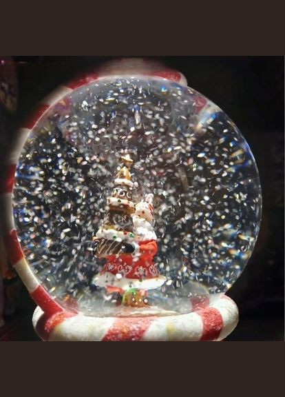 Новорічна музична снігова куля нічник-світильник Санта Клаус Червоний на батарейках 2 режими No Brand (315150698)