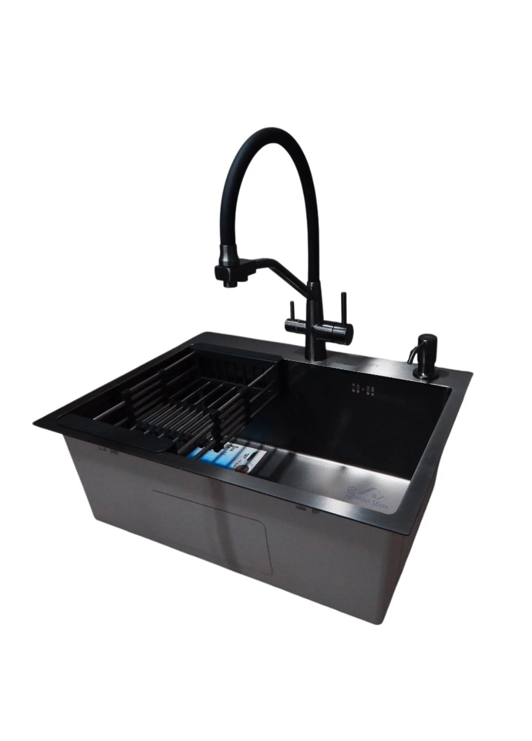 Комплект кухонной мойки NANO BLACK PVD HS60*45 (3.0/1.0 мм) декор Kraft (360898825)