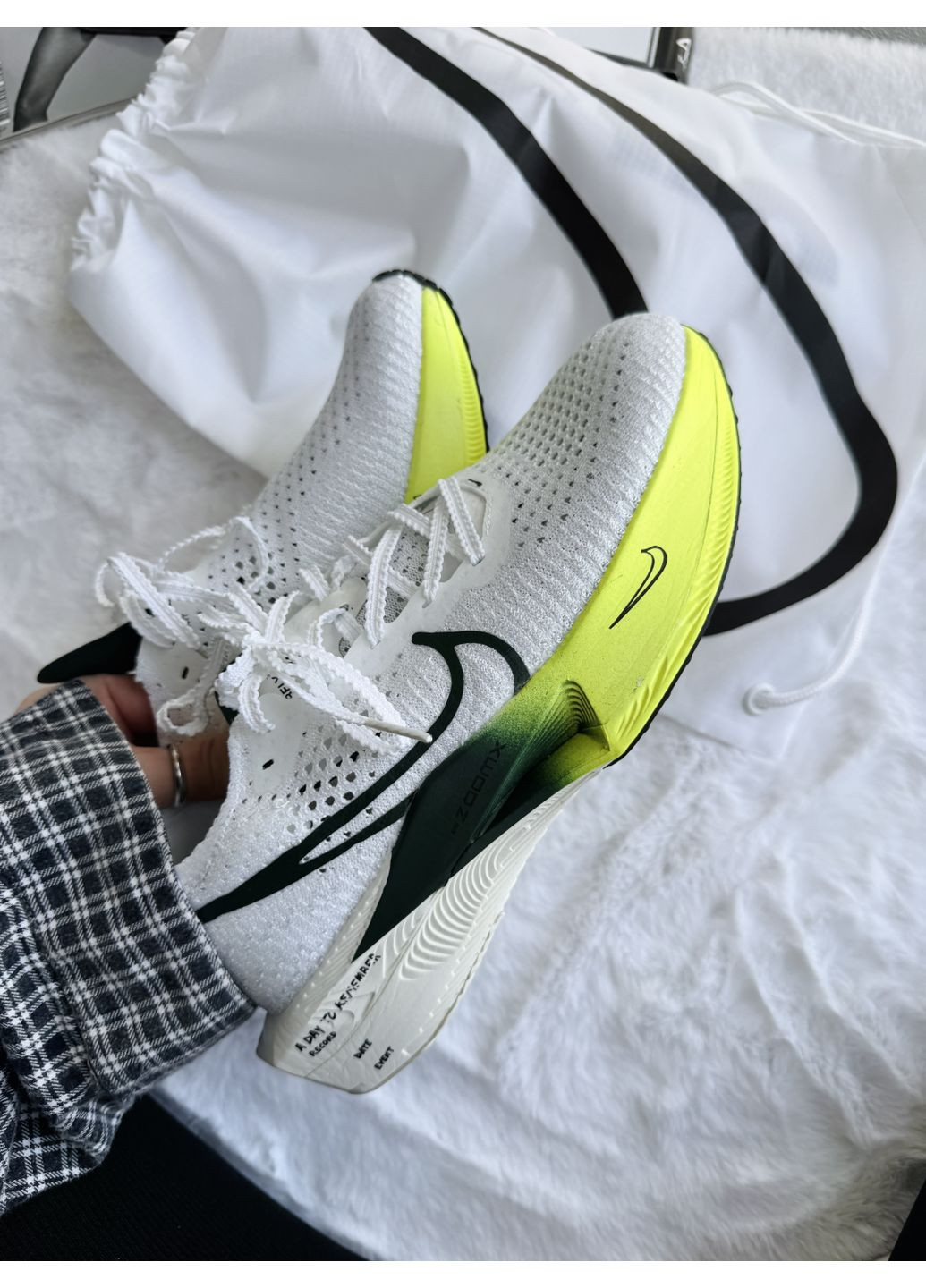 КРОССОВКИ ЖЕНСКИЕ NIKE AIR ZOOMX VAPORFLY 3 WHITE / GREEN НАЙК АИР ЗУМ ВАПОРФЛАЙ No Brand серые демисезоны (368884011)