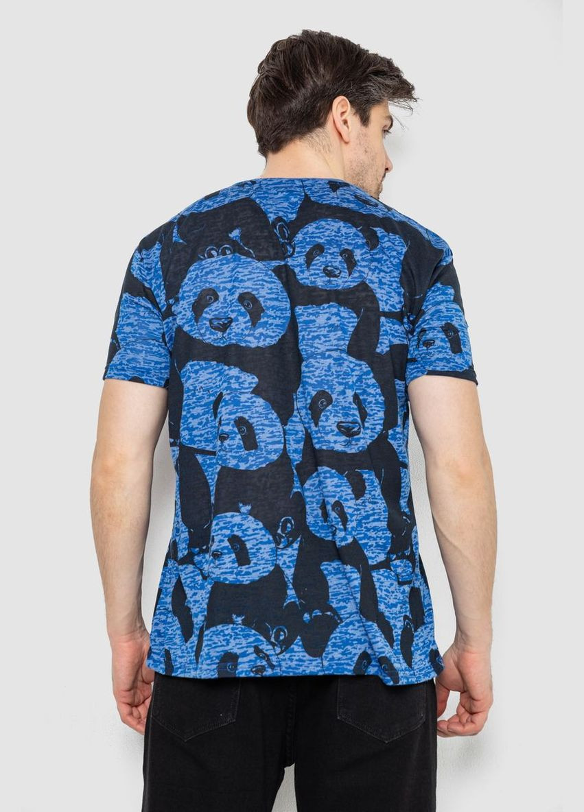 Синя футболка чоловіча із принтом синя розмір l (sku_244r6034) з коротким рукавом No Brand