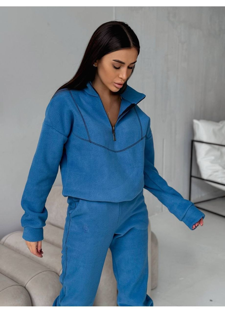 Теплий модний спортивний костюм жіночий фліс джогери+кофта на затяжці No Brand (365063663)
