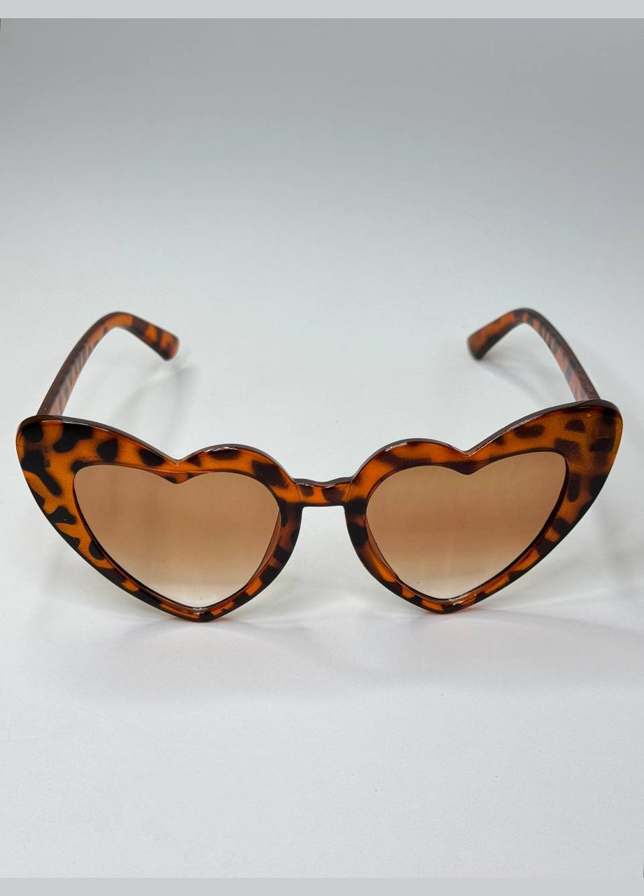 Окуляри жіночі сонцезахисні котяче око серце принт леопард коричневий градієнт LIGHT (315889563)