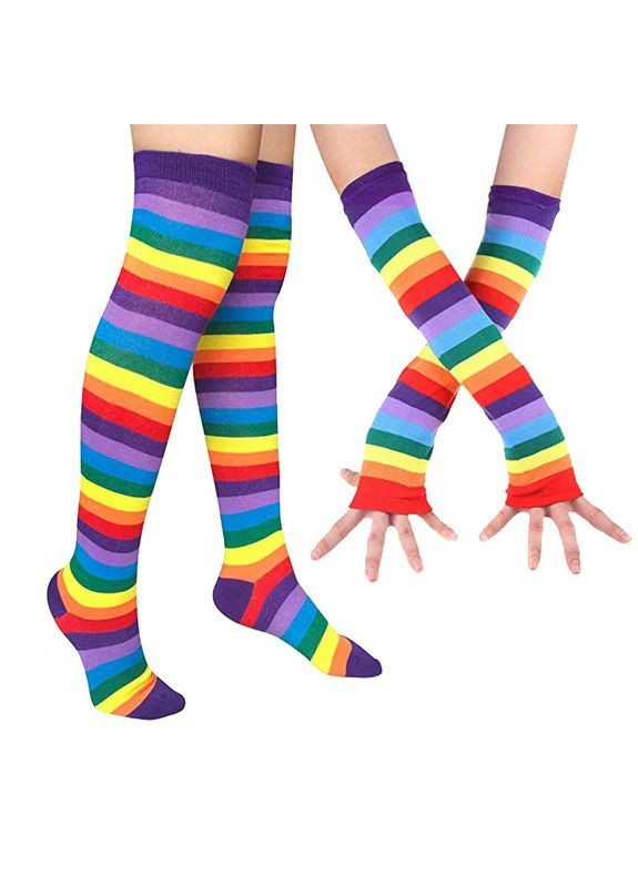 Набір мітенки і гольфи веселка різнокольорові One Size No Brand (311222979)