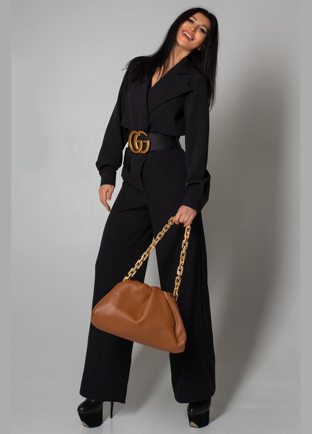 Комбінезон Liton комбінезон-брюки чорний діловий, повсякденний костюмна