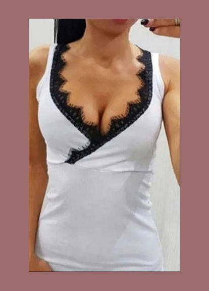 Майка с кружевом и шикарным декольте No Brand — 316649506