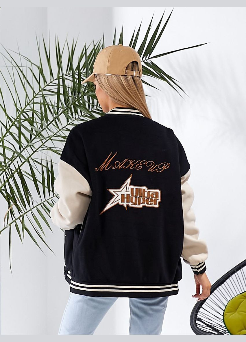 Черная демисезонная куртка бомбер AST